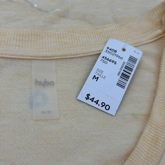 NWT HYBA (M) Tunic Ultra-Soft Activewear Stretch Rolled Sleeves Yellow - Medium - Picture 5 of 9